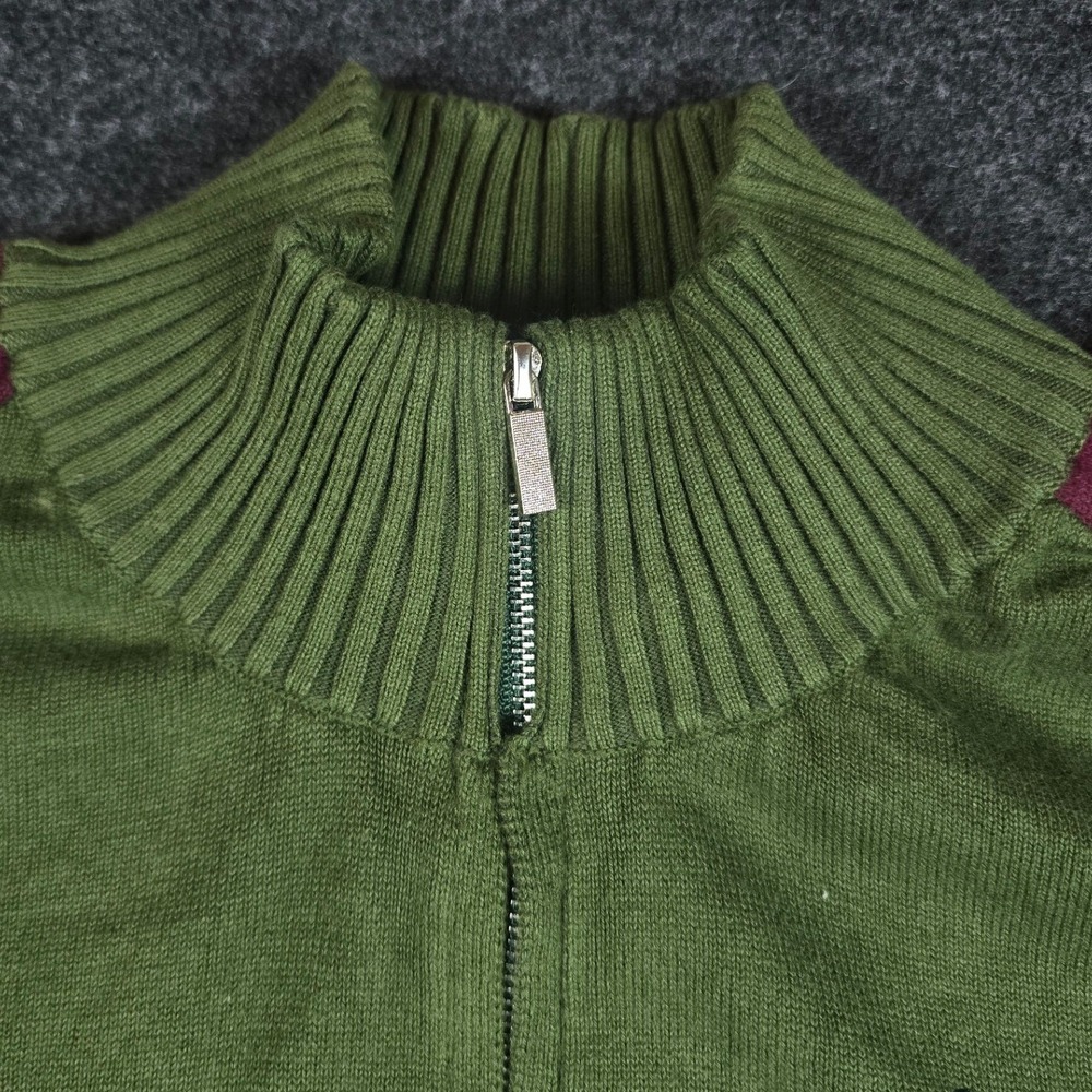 London House Men's Green Maroon Hilfiger Golf Sweater 1/4 Zip Preppy Size 2XL - Picture 3 of 11